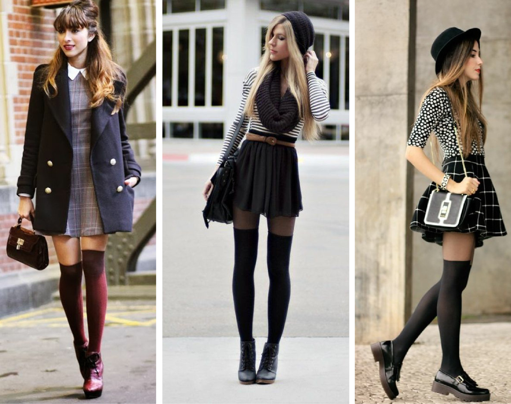 look femmes chaussettes montantes 